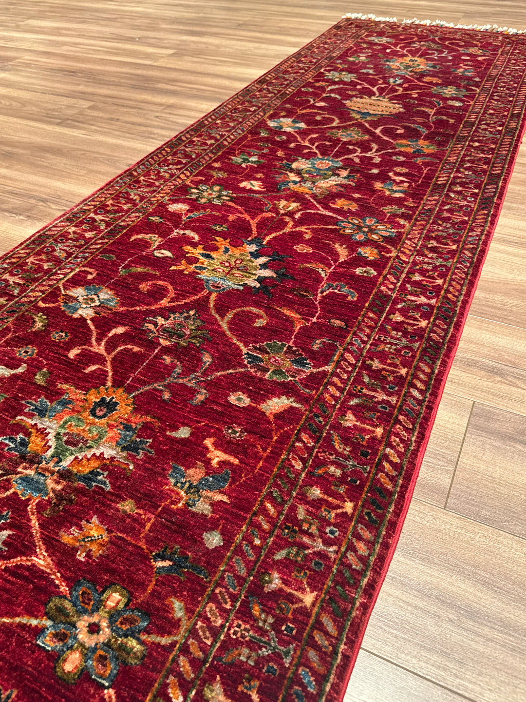 Sultani Binbirgece Yolluk Orijinal El Dokuması Kırmızı Kök Boya Yün Halı 0.84x308 2.59 Metrekare - 3x10 ft