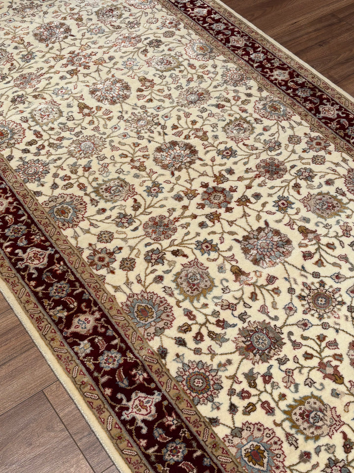 Hint Uşağı Orijinal El Dokuması Bej Kırmızı Yün Bambu Yolluk 103x301 3.10 Metrekare - 4x10 ft