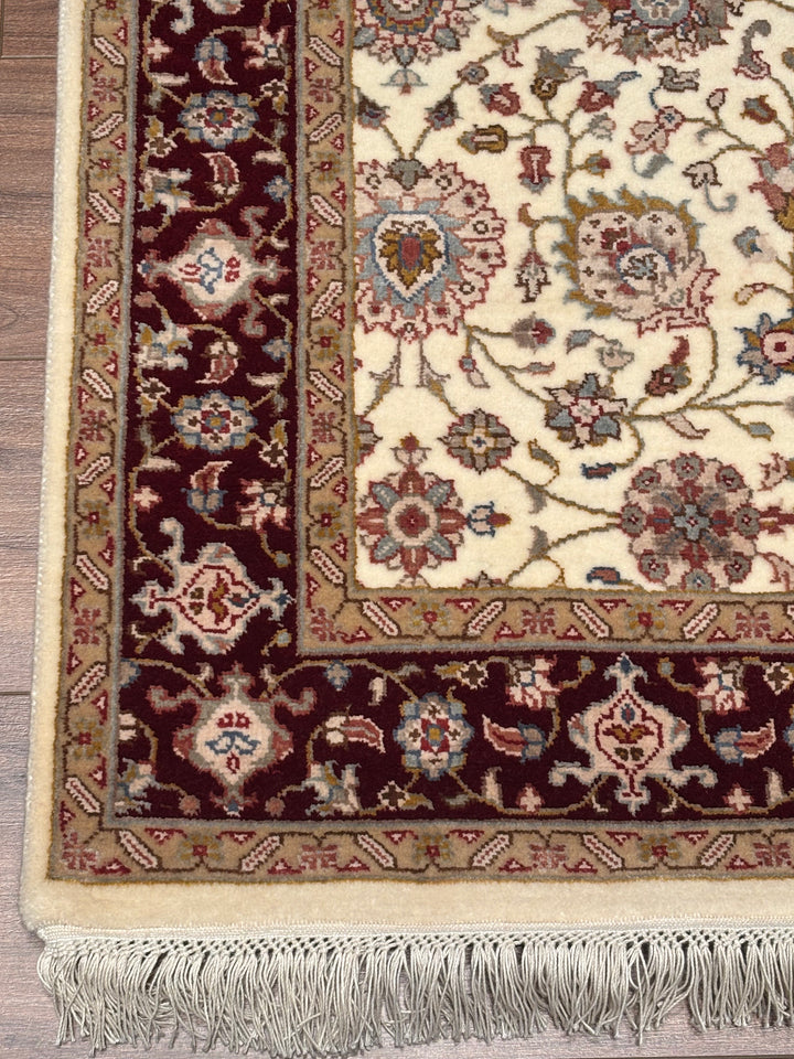 Hint Uşağı Orijinal El Dokuması Bej Kırmızı Yün Bambu Yolluk 103x301 3.10 Metrekare - 4x10 ft