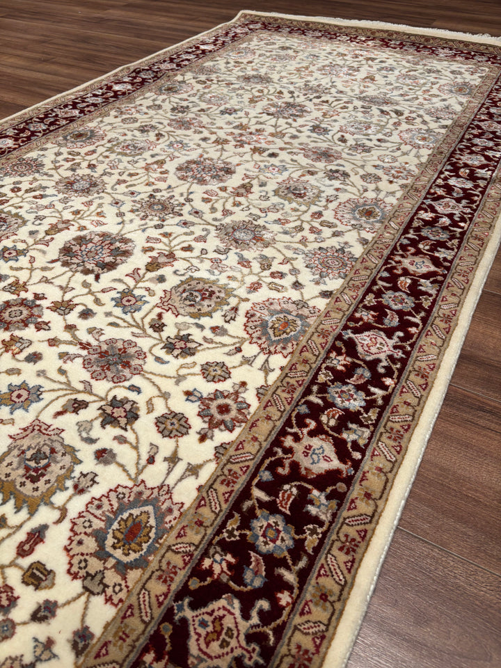 Hint Uşağı Orijinal El Dokuması Bej Kırmızı Yün Bambu Yolluk 103x301 3.10 Metrekare - 4x10 ft