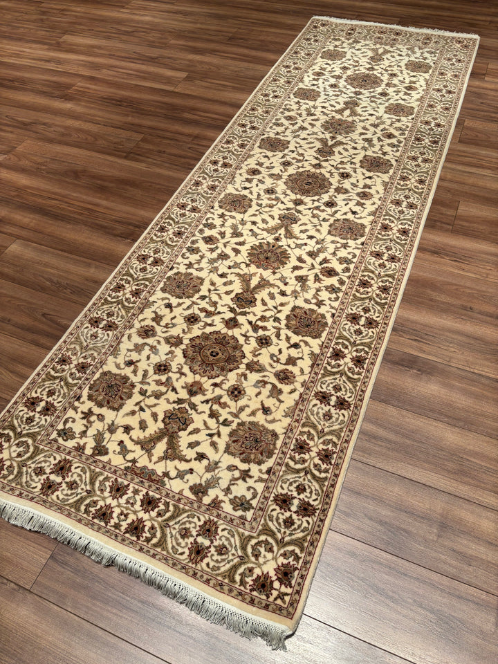 Indian Servant Original Handwoven Beige Wool Bamboo Runner 0.95x300 2.85 Square Meters - 4x10 ft 
