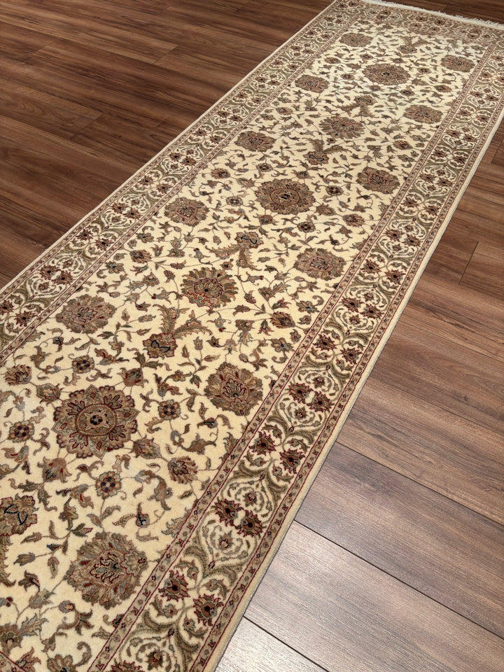 Indian Servant Original Handwoven Beige Wool Bamboo Runner 0.95x300 2.85 Square Meters - 4x10 ft 