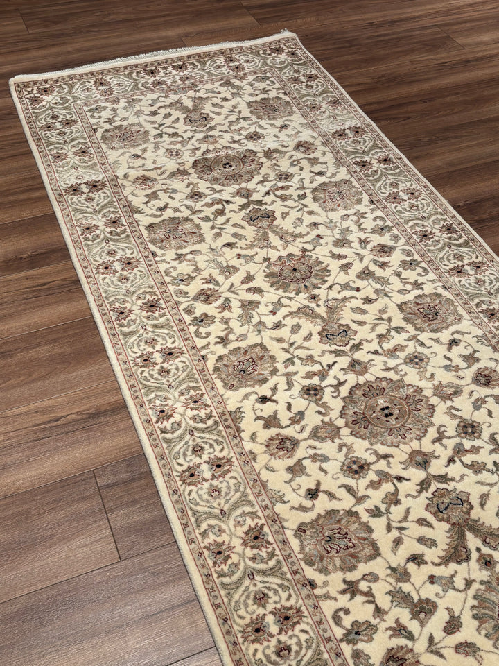 Indian Servant Original Handwoven Beige Wool Bamboo Runner 0.95x300 2.85 Square Meters - 4x10 ft 