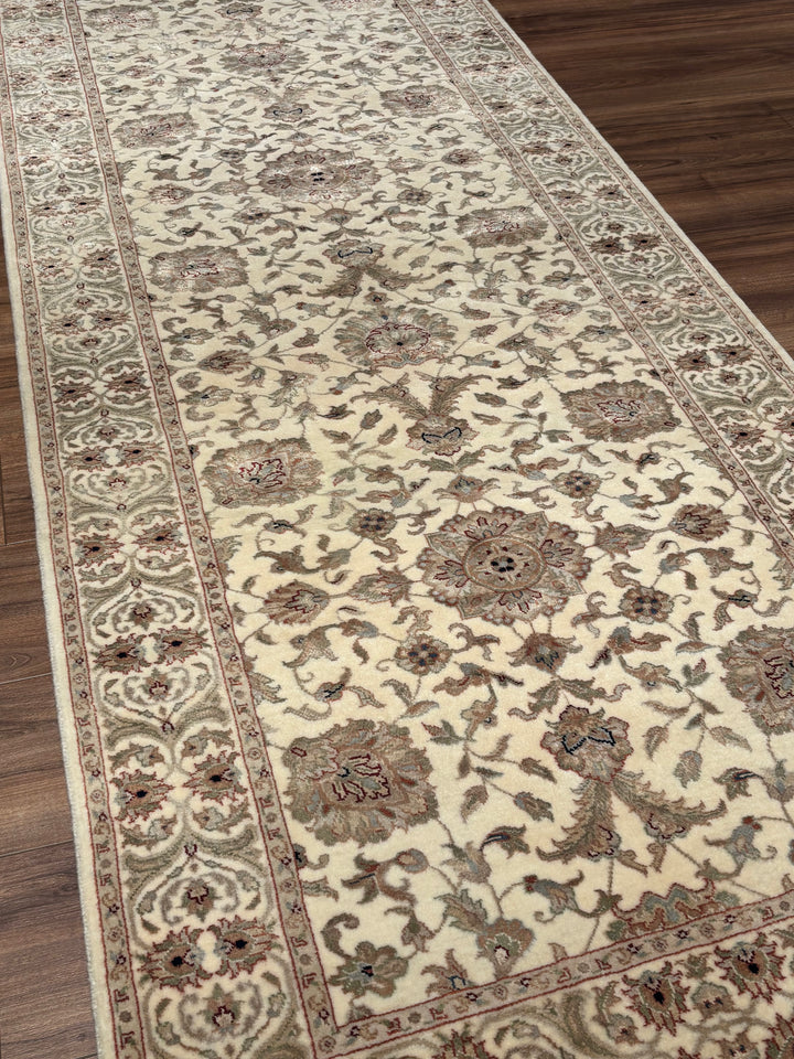 Indian Servant Original Handwoven Beige Wool Bamboo Runner 0.95x300 2.85 Square Meters - 4x10 ft 