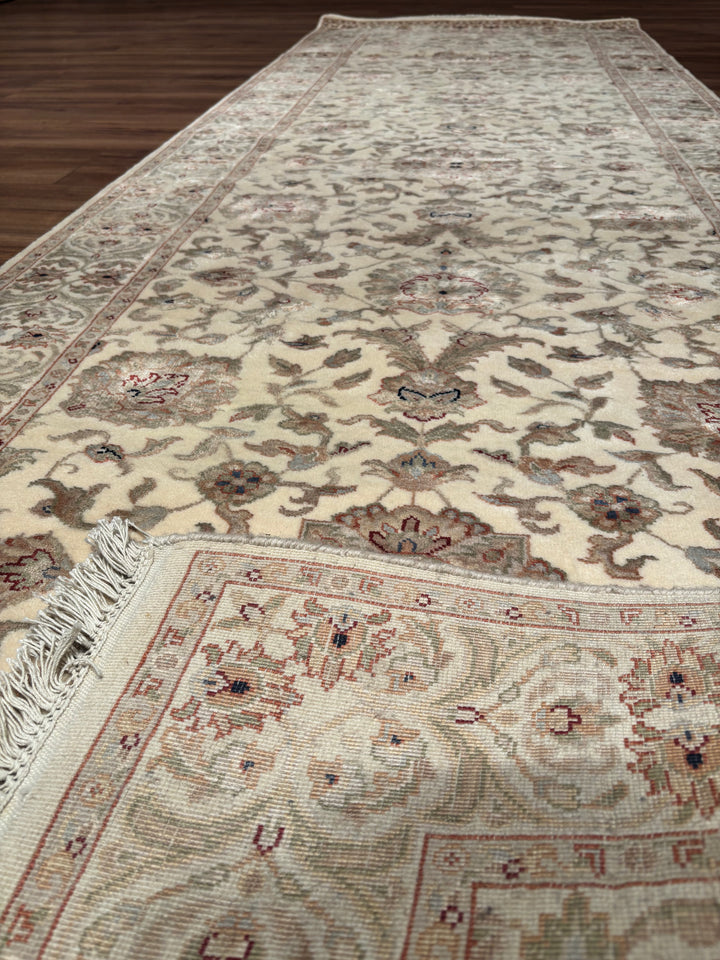 Indian Servant Original Handwoven Beige Wool Bamboo Runner 0.95x300 2.85 Square Meters - 4x10 ft 