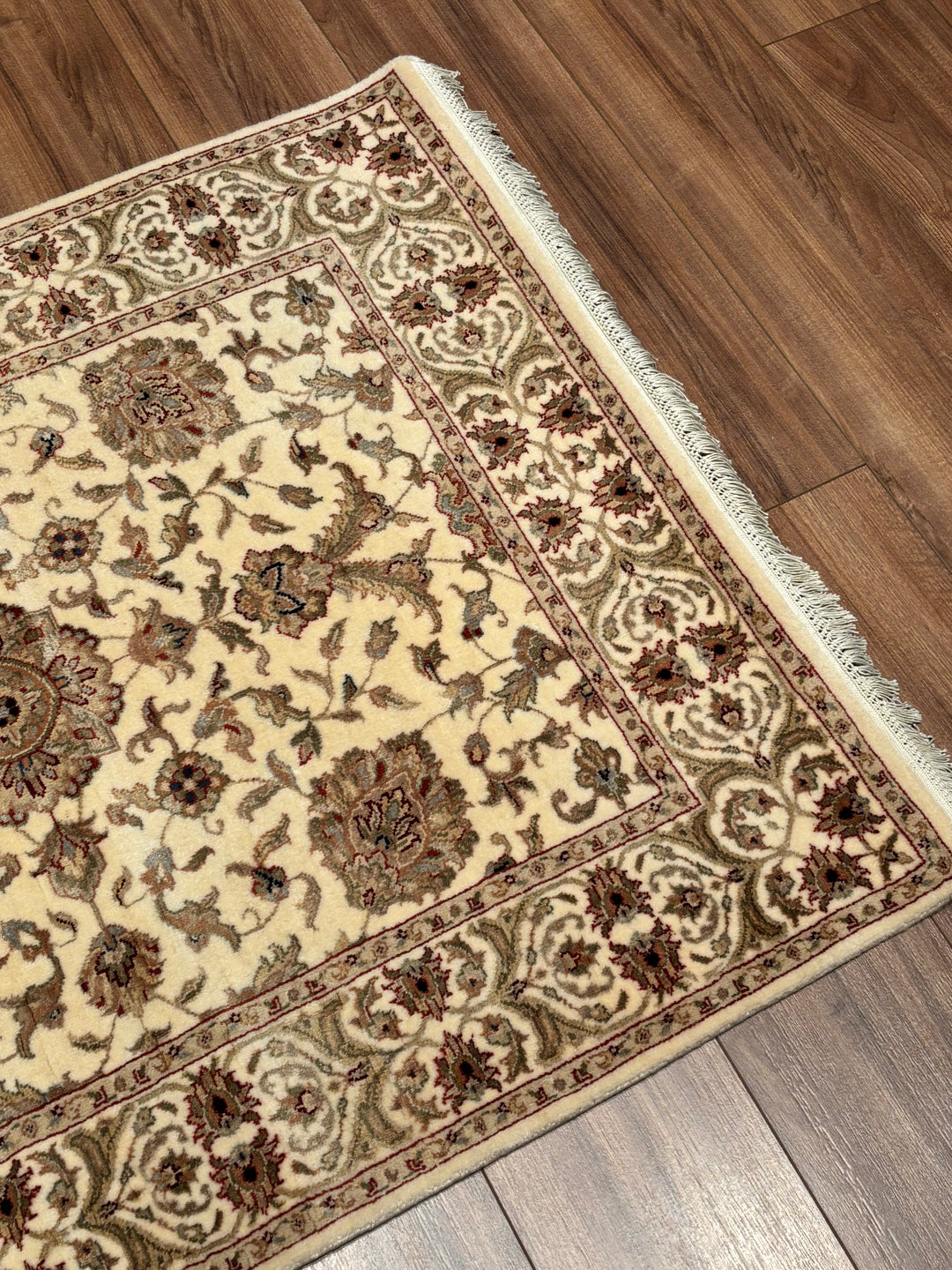 Indian Servant Original Handwoven Beige Wool Bamboo Runner 0.95x300 2.85 Square Meters - 4x10 ft 