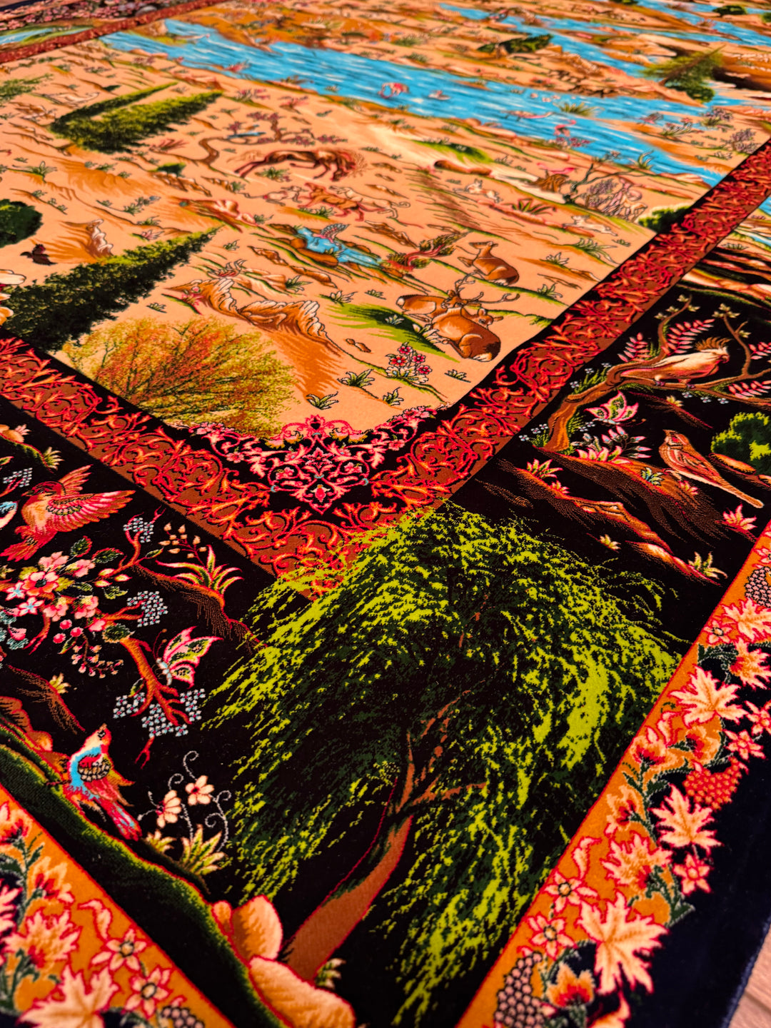 Iranian Tabriz Plain Navy Blue Modal Silk Carpet 150x225 cm (3.38 square meters) - 5x7 ft