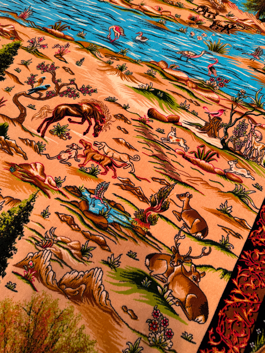 Iranian Tabriz Plain Navy Blue Modal Silk Carpet 150x225 cm (3.38 square meters) - 5x7 ft