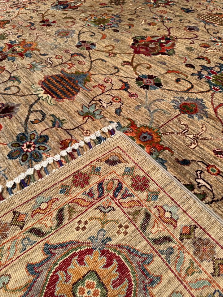 Sultani Binbirgece Original Hand Woven Beige Vegetable Dyed Wool Carpet 272x357 9.71 Square Meters - 9x12 ft