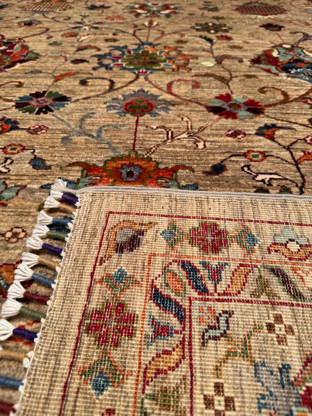 Sultani Binbirgece Original Hand Woven Beige Vegetable Dyed Wool Carpet 272x357 9.71 Square Meters - 9x12 ft