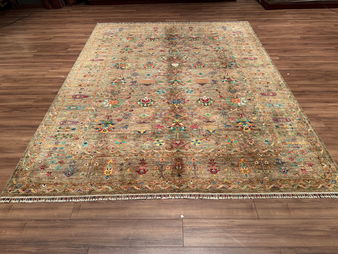 Sultani Binbirgece Original Hand Woven Brown Vegetable Dyed Wool Carpet 264x364 9.61 Square Meters - 9x12 ft