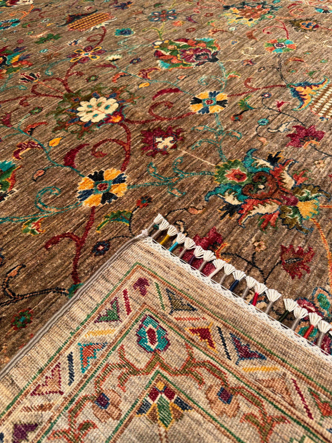 Sultani Binbirgece Original Hand Woven Brown Vegetable Dyed Wool Carpet 264x364 9.61 Square Meters - 9x12 ft