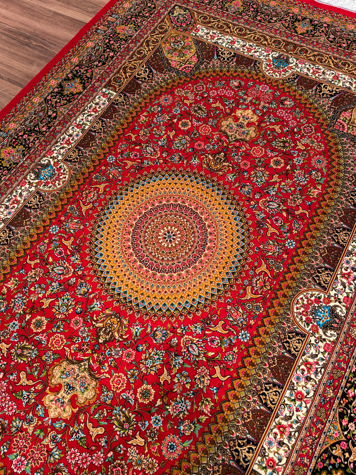 Iranian Medallion Red Modal Silk Rug 150x225 cm (3.38 square meters) - 5x7 ft