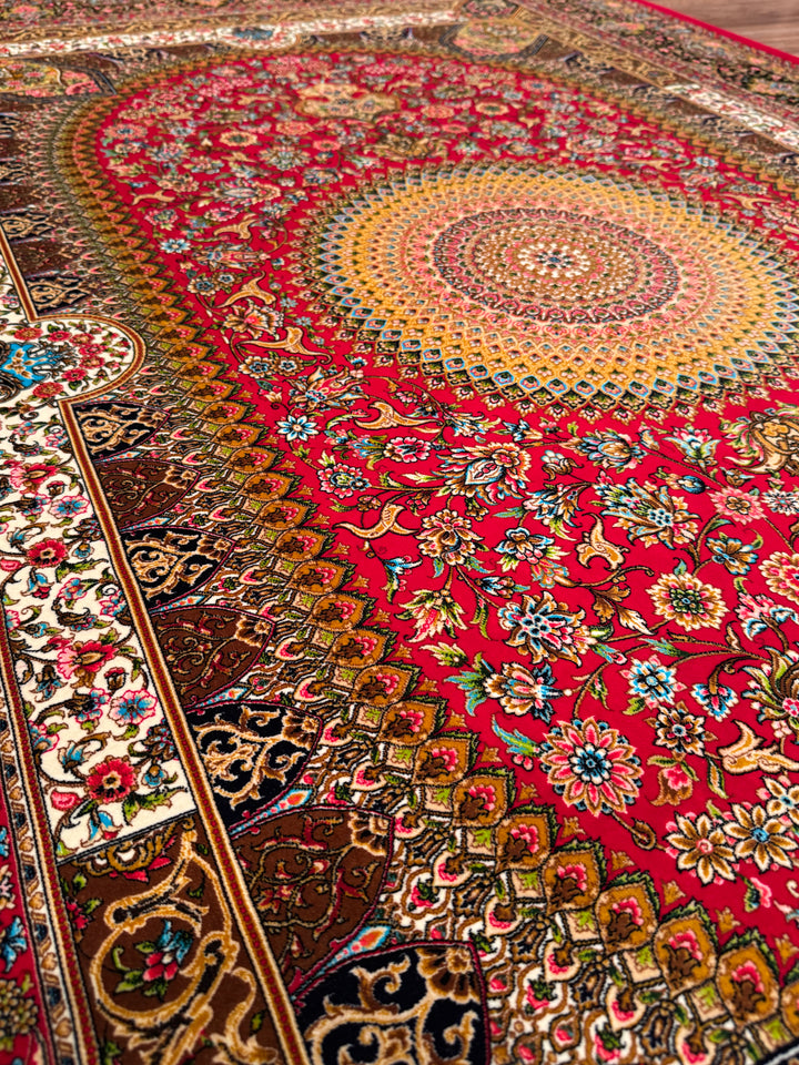 Iranian Medallion Red Modal Silk Rug 150x225 cm (3.38 square meters) - 5x7 ft