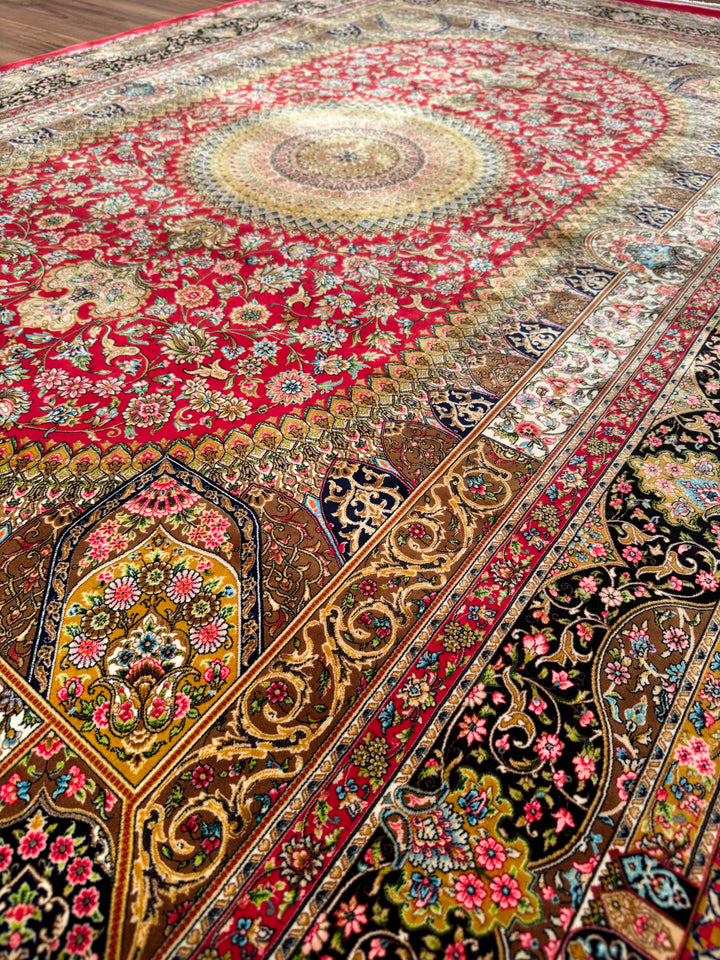 Iranian Medallion Red Modal Silk Rug 150x225 cm (3.38 square meters) - 5x7 ft