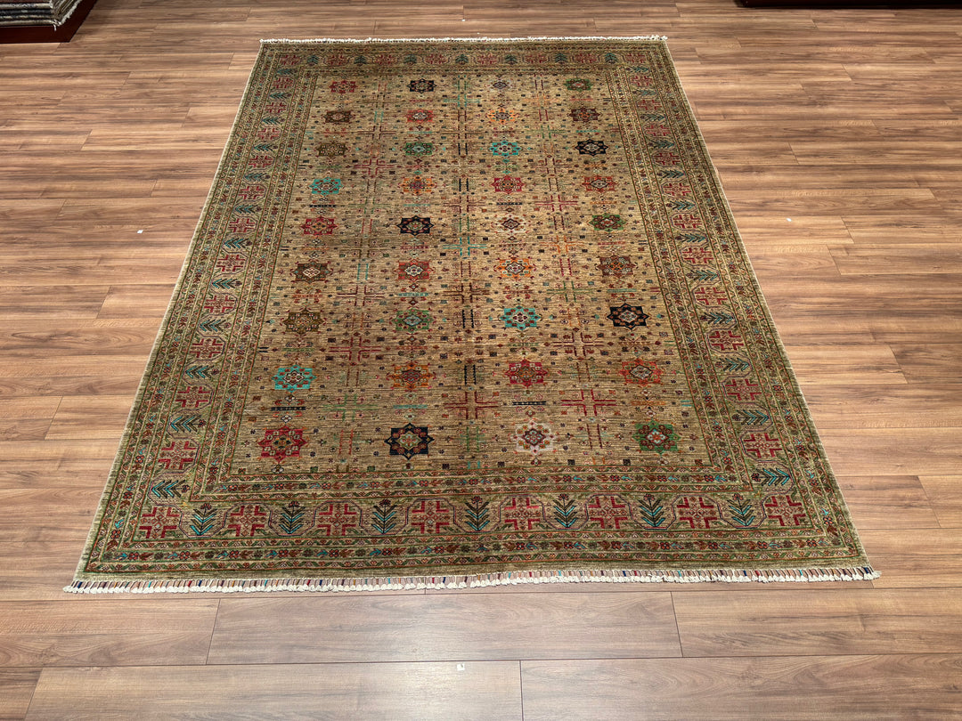 Veziri Bilcik Original Hand Woven Beige Vegetable Dyed Wool Carpet 246x330 8.12 Square Meters - 8x11 ft