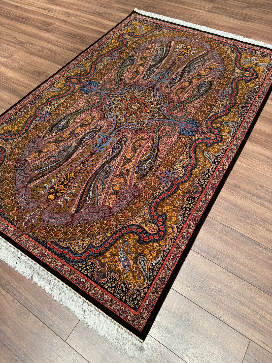 Iranian Brown Modal Silk Rug 150x225 cm (3.38 square meters) - 5x7 ft
