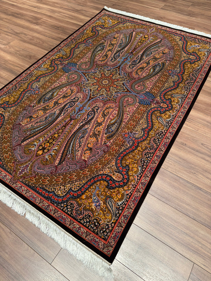 Iranian Brown Modal Silk Rug 150x225 cm (3.38 square meters) - 5x7 ft