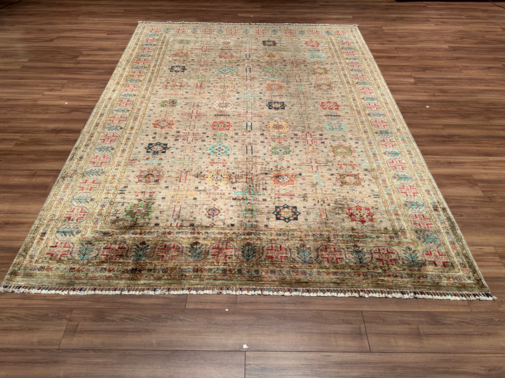 Veziri Bilcik Original Hand Woven Beige Vegetable Dyed Wool Carpet 246x330 8.12 Square Meters - 8x11 ft