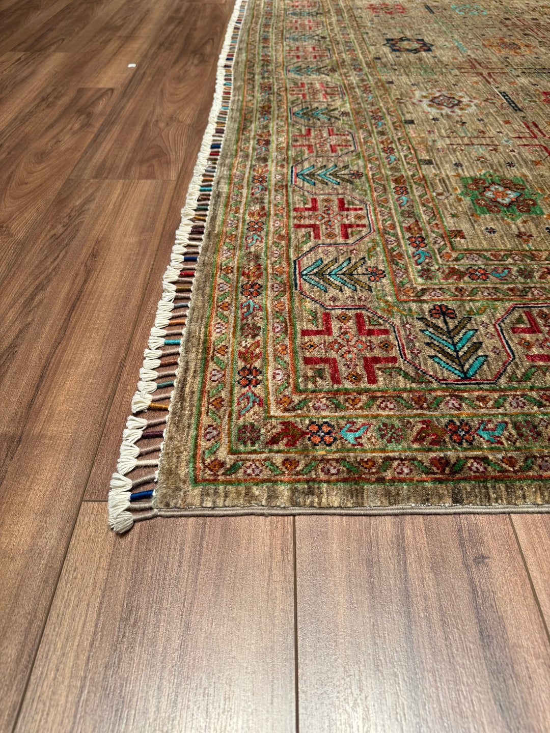 Veziri Bilcik Original Hand Woven Beige Vegetable Dyed Wool Carpet 246x330 8.12 Square Meters - 8x11 ft