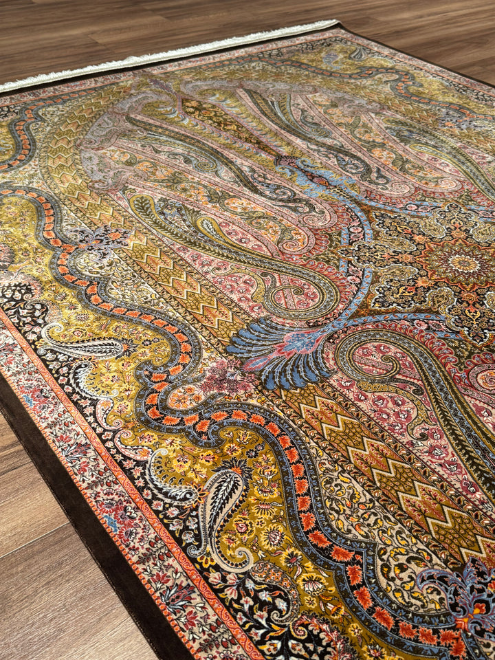 Iranian Brown Modal Silk Rug 150x225 cm (3.38 square meters) - 5x7 ft