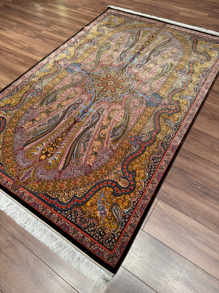 Iranian Brown Modal Silk Rug 150x225 cm (3.38 square meters) - 5x7 ft