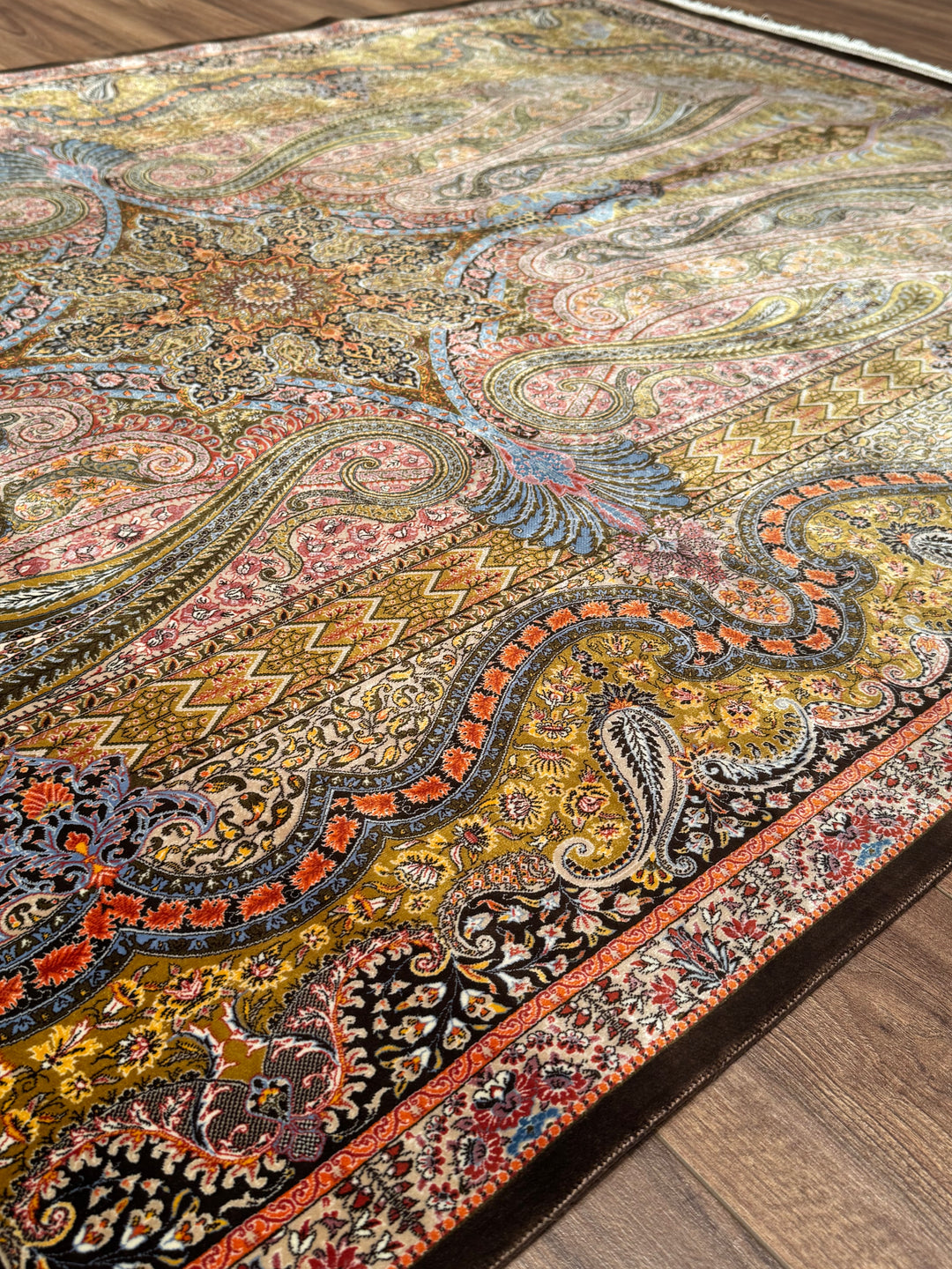 Iranian Brown Modal Silk Rug 150x225 cm (3.38 square meters) - 5x7 ft