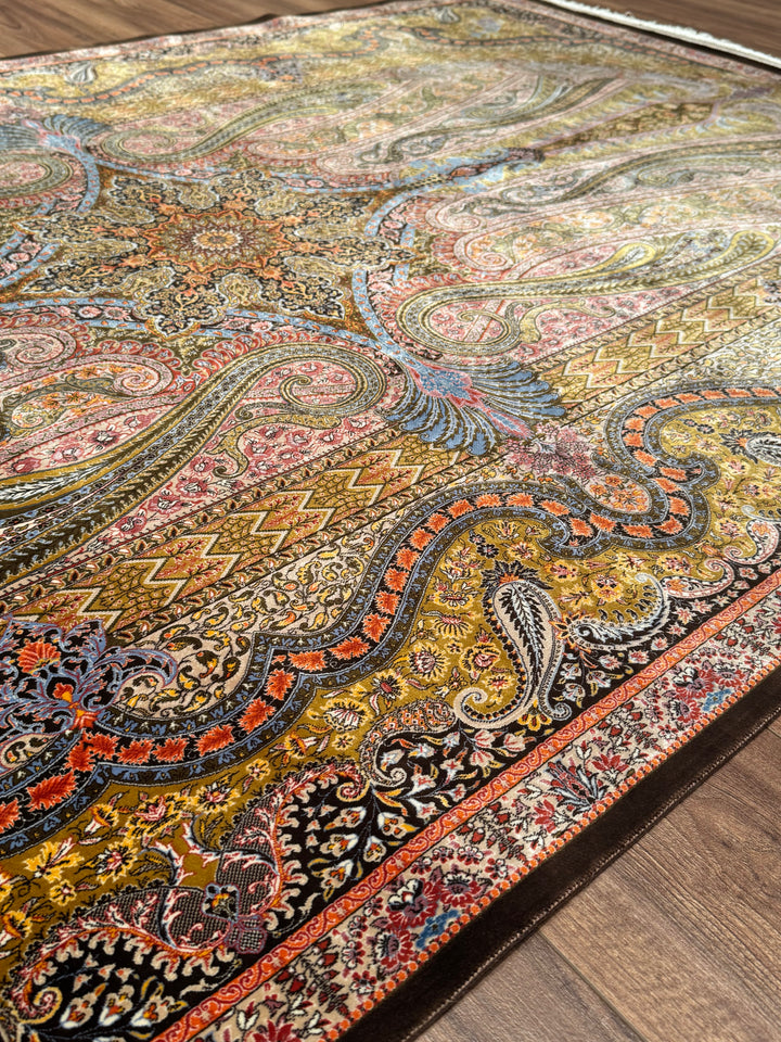 Iranian Brown Modal Silk Rug 150x225 cm (3.38 square meters) - 5x7 ft