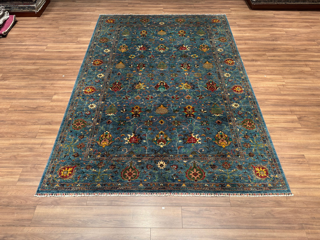 Sultani Binbirgece Original Hand Woven Blue Vegetable Dyed Wool Carpet 252x360 9.07 Square Meters - 9x12 ft