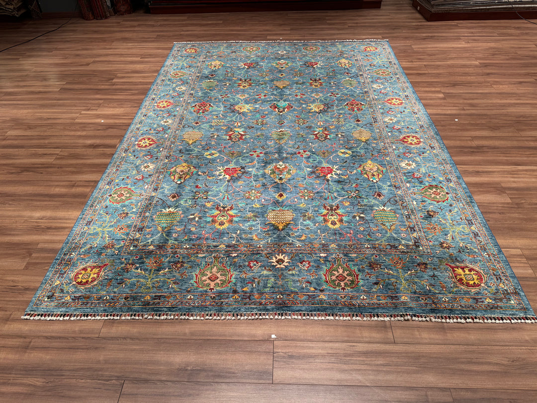 Sultani Binbirgece Orjinal El Dokuması Mavi Kök Boya Yün Halı 252x360 9.07 Metrekare - 9x12 ft