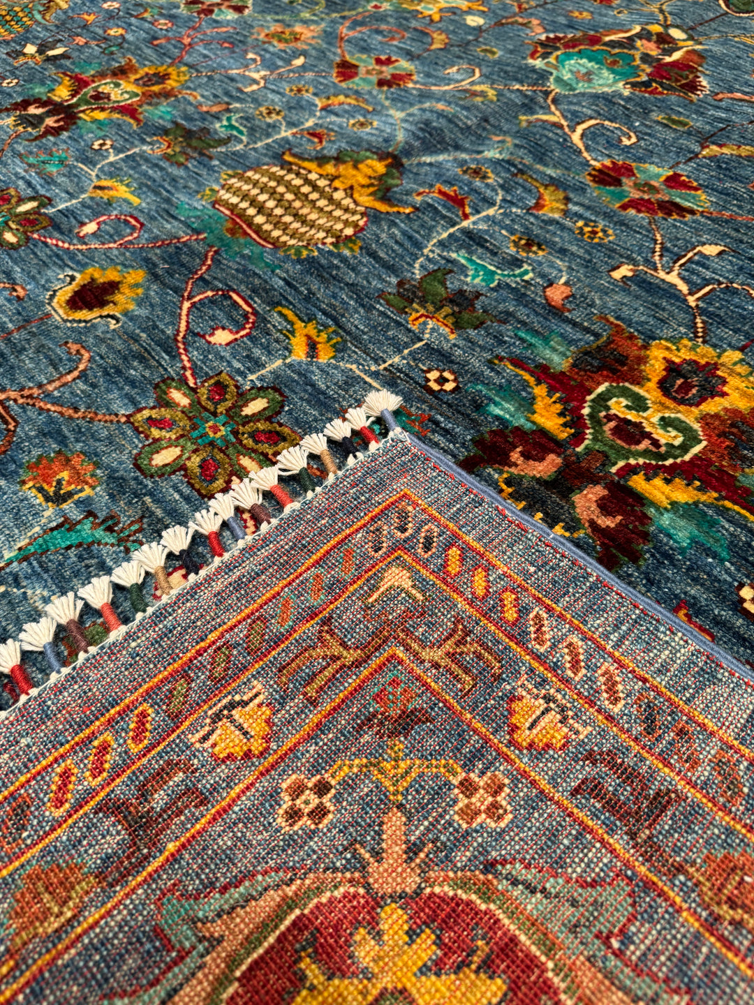 Sultani Binbirgece Original Hand Woven Blue Vegetable Dyed Wool Carpet 252x360 9.07 Square Meters - 9x12 ft