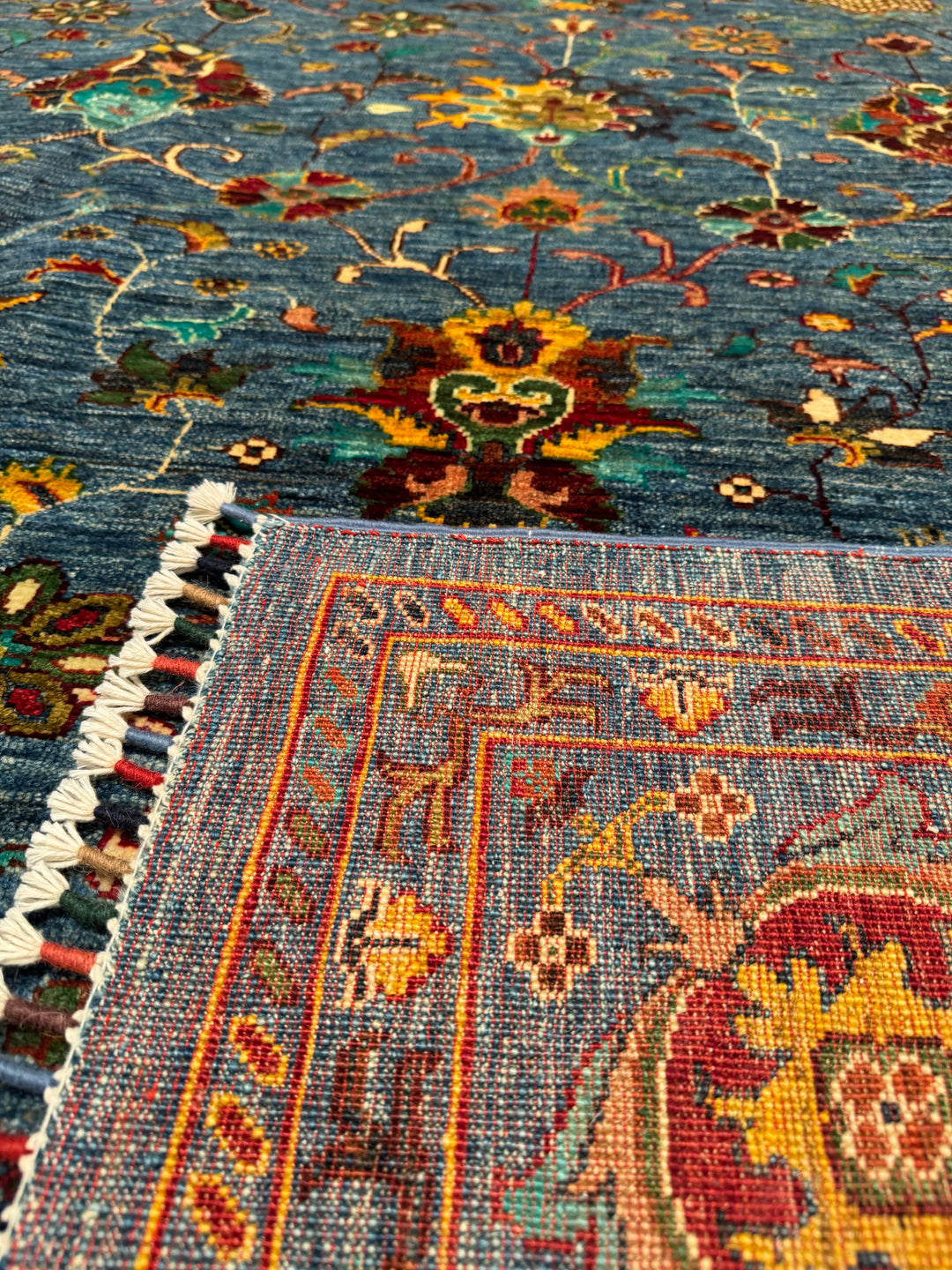 Sultani Binbirgece Original Hand Woven Blue Vegetable Dyed Wool Carpet 252x360 9.07 Square Meters - 9x12 ft