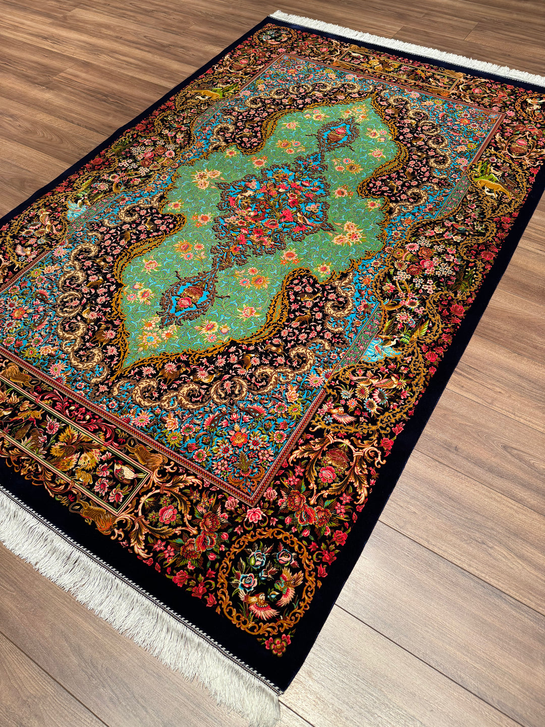 Iranian Classic Patterned Multi-Color Modal Silk Rug 150x225 cm (3.38 square meters - 5x7 ft)