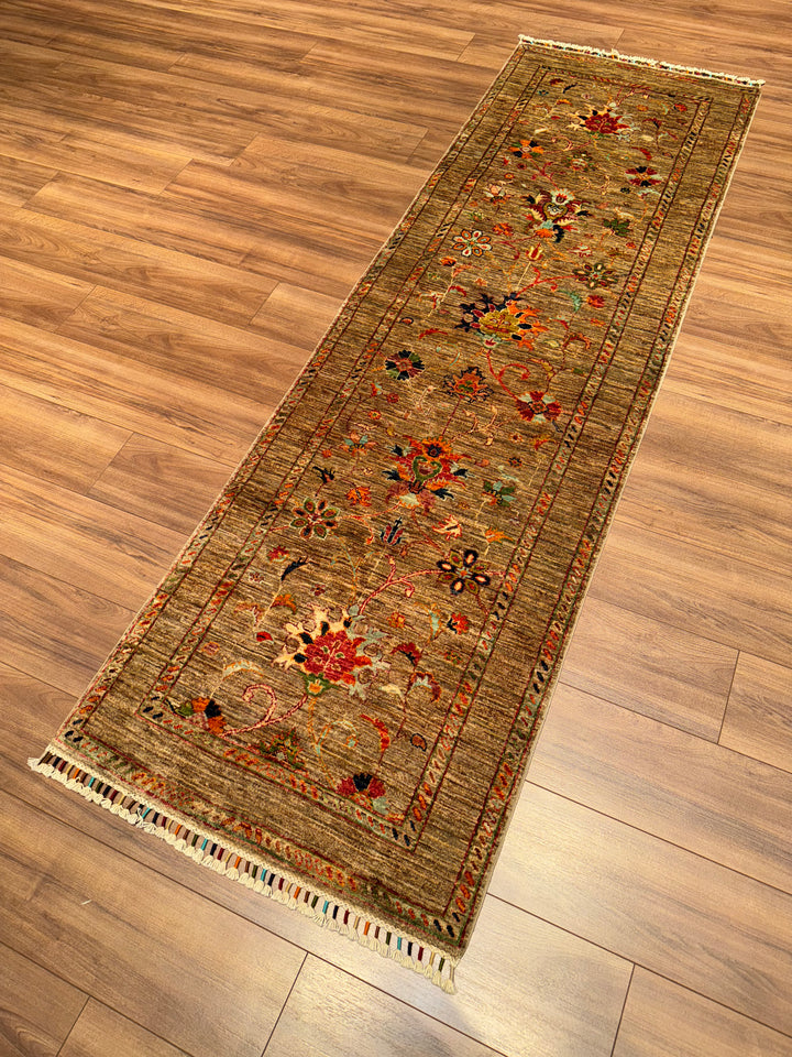 Sultani Binbirgece Runner Original Hand-Woven Beige Vegetable Dyed Wool Carpet 0.80x258 2.06 Square Meters - 3x8 ft