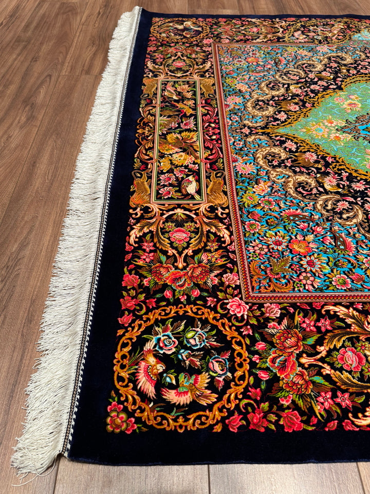 Iranian Classic Patterned Multi-Color Modal Silk Rug 150x225 cm (3.38 square meters - 5x7 ft)