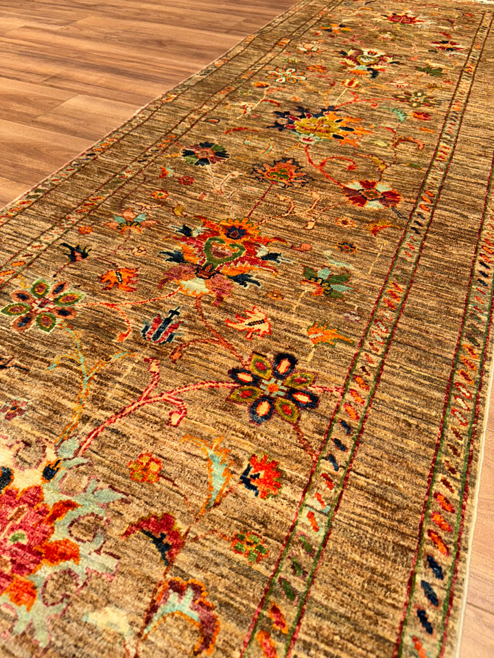 Sultani Binbirgece Runner Original Hand-Woven Beige Vegetable Dyed Wool Carpet 0.80x258 2.06 Square Meters - 3x8 ft