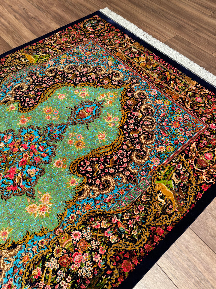 Iranian Classic Patterned Multi-Color Modal Silk Rug 150x225 cm (3.38 square meters - 5x7 ft)