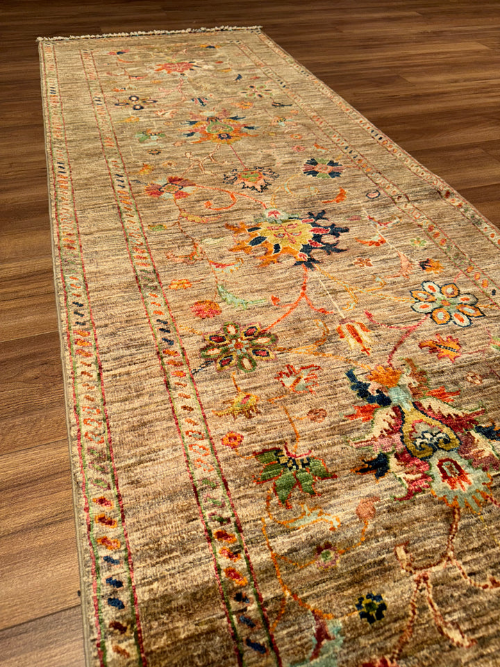 Sultani Binbirgece Runner Original Hand-Woven Beige Vegetable Dyed Wool Carpet 0.80x258 2.06 Square Meters - 3x8 ft