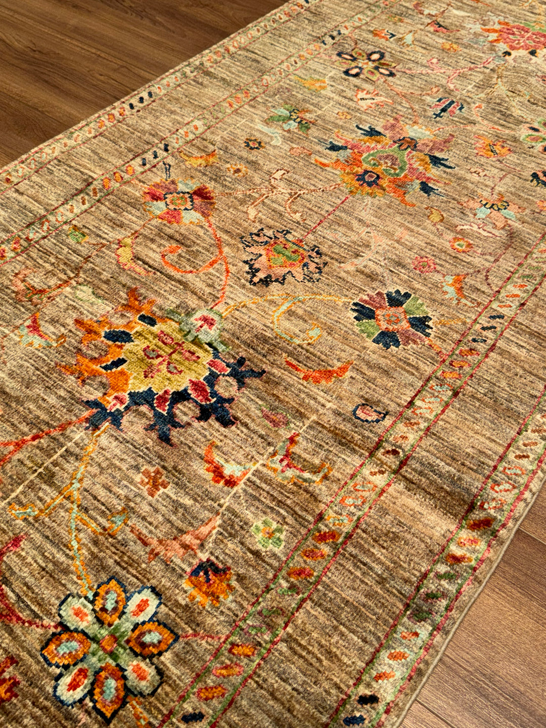 Sultani Binbirgece Runner Original Hand-Woven Beige Vegetable Dyed Wool Carpet 0.80x258 2.06 Square Meters - 3x8 ft