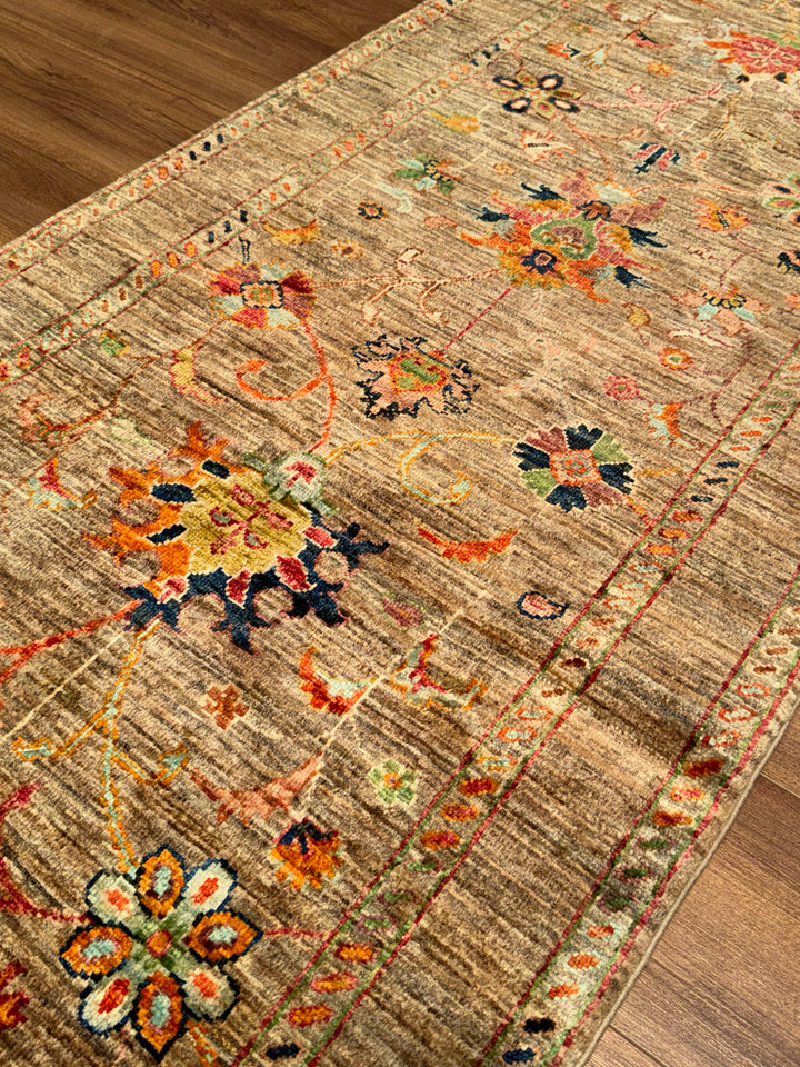Sultani Binbirgece Runner Original Hand-Woven Beige Vegetable Dyed Wool Carpet 0.80x258 2.06 Square Meters - 3x8 ft