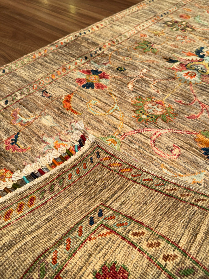 Sultani Binbirgece Runner Original Hand-Woven Beige Vegetable Dyed Wool Carpet 0.80x258 2.06 Square Meters - 3x8 ft