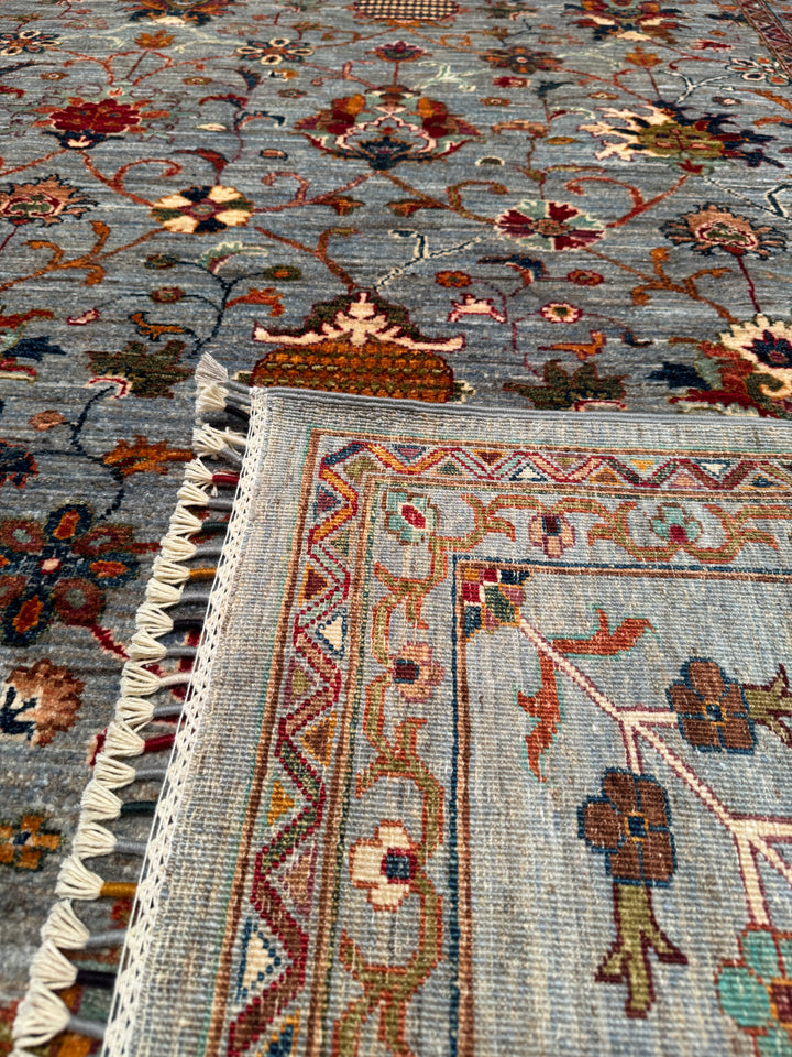 Sultani Binbirgece Original Hand Woven Gray Vegetable Dyed Wool Carpet 269x355 9.55 Square Meters - 9x12 ft