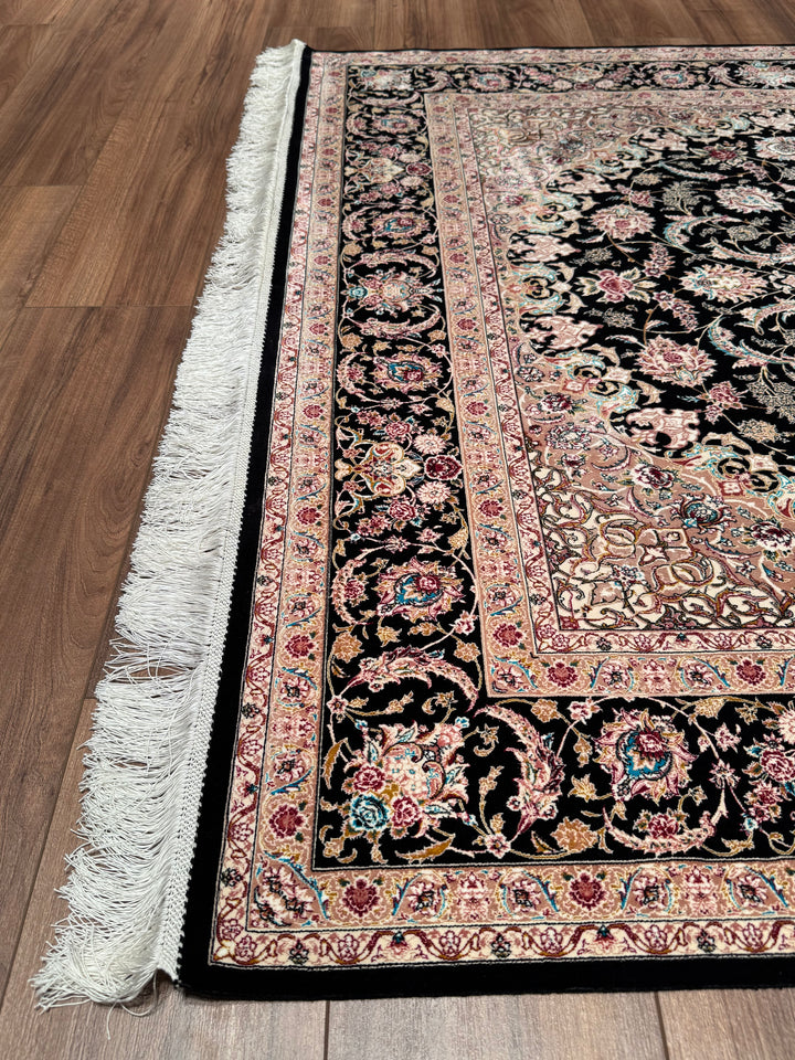 Iranian Patterned Pink Modal Silk Rug 150x225 cm (3.38 square meters) - 5x7 ft