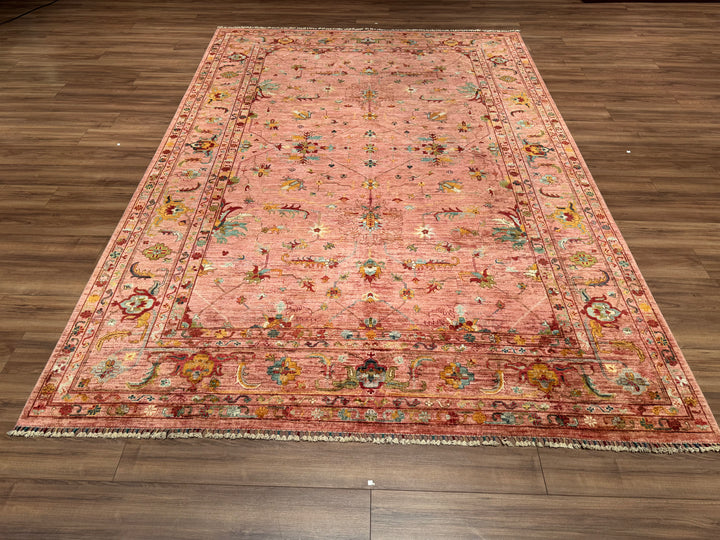 Sultani Binbirgece Orjinal El Dokuması Pembe Kök Boya Yün Halı 244x351 8.56 Metrekare - 9x12 ft