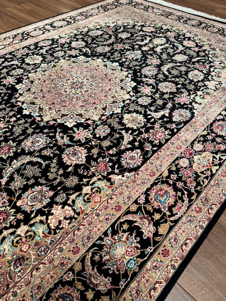 Iranian Patterned Pink Modal Silk Rug 150x225 cm (3.38 square meters) - 5x7 ft