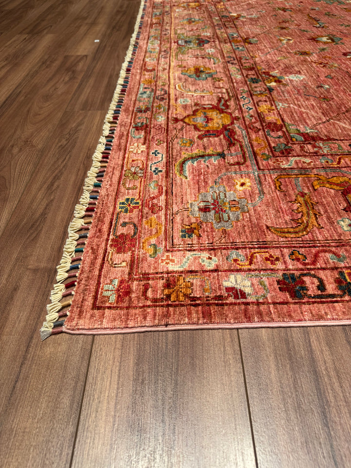 Sultani Binbirgece Orjinal El Dokuması Pembe Kök Boya Yün Halı 244x351 8.56 Metrekare - 9x12 ft