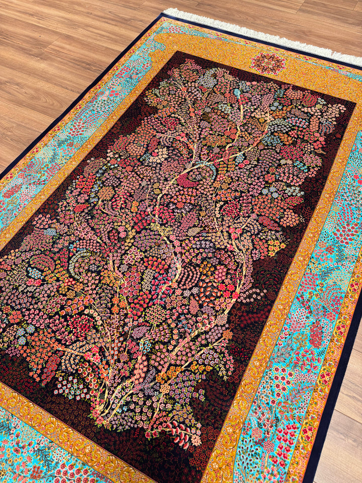 Iranian Tree of Life Multi-Color Modal Silk Rug 150x225 cm (3.38 square meters - 5x7 ft)