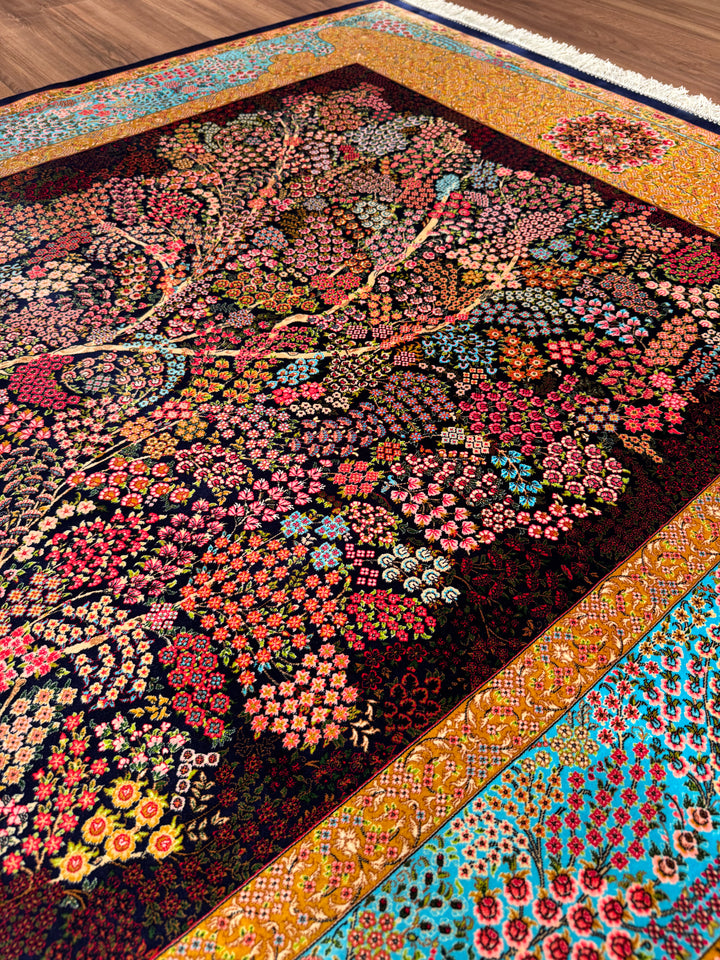 Iranian Tree of Life Multi-Color Modal Silk Rug 150x225 cm (3.38 square meters - 5x7 ft)