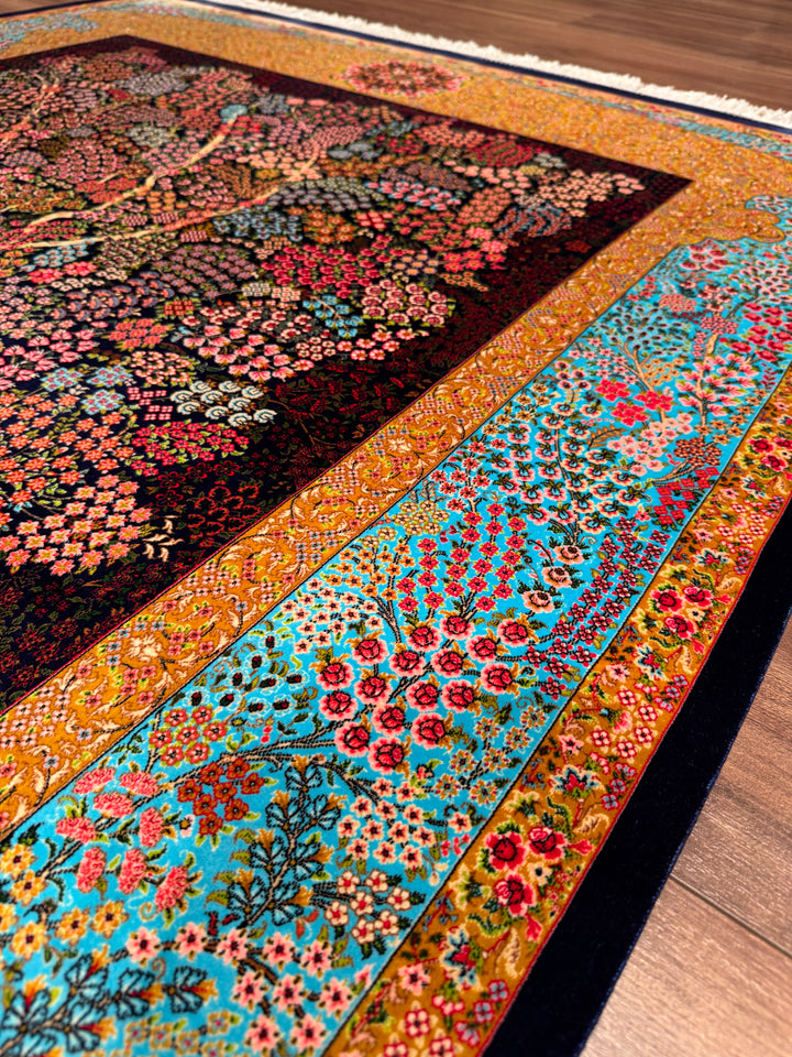 Iranian Tree of Life Multi-Color Modal Silk Rug 150x225 cm (3.38 square meters - 5x7 ft)