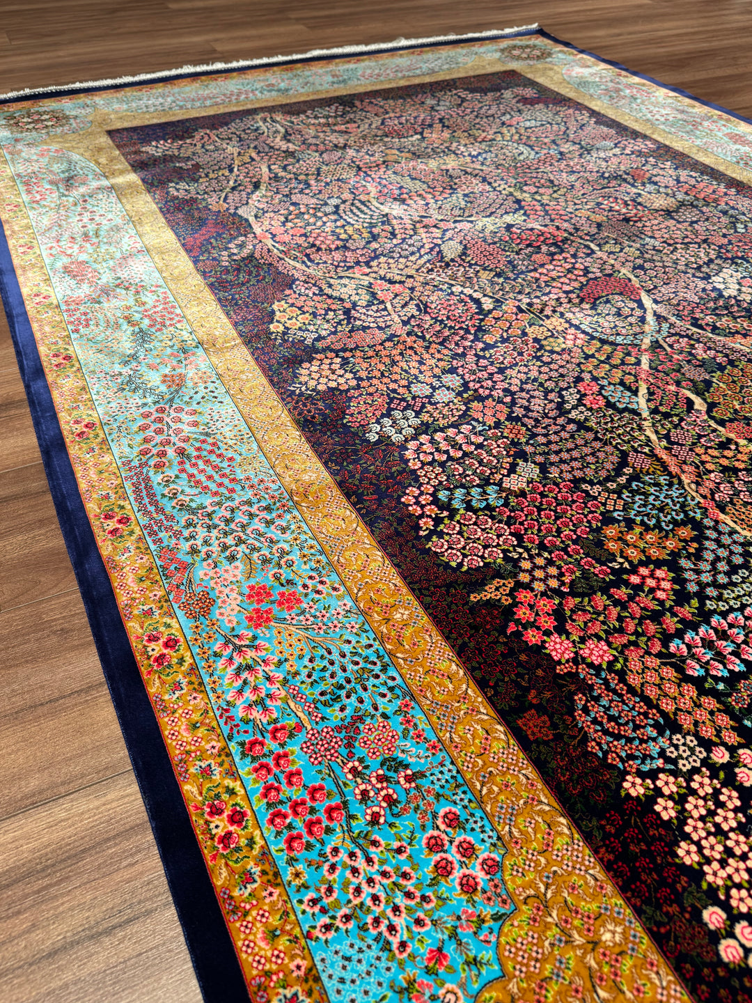 Iranian Tree of Life Multi-Color Modal Silk Rug 150x225 cm (3.38 square meters - 5x7 ft)